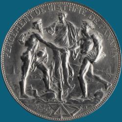 Médaille du Canal de Panama, deux hommes se serrent la main