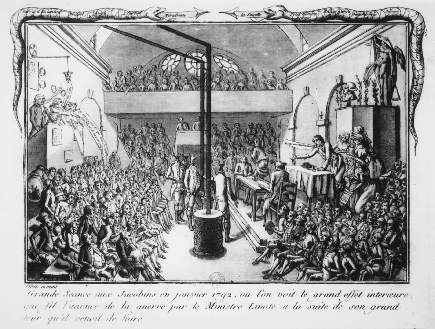 Grande séance aux Jacobins en janvier 1792.