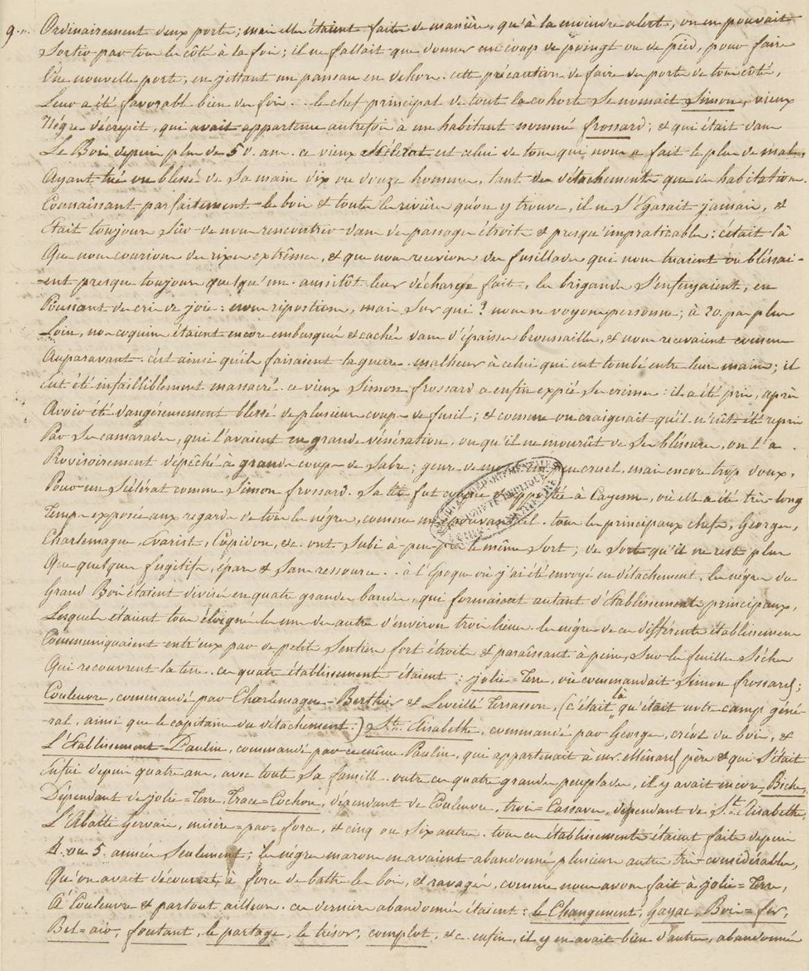 Extrait d'une lettre de Sévère Hérault adressée à sa soeur, Léonice.