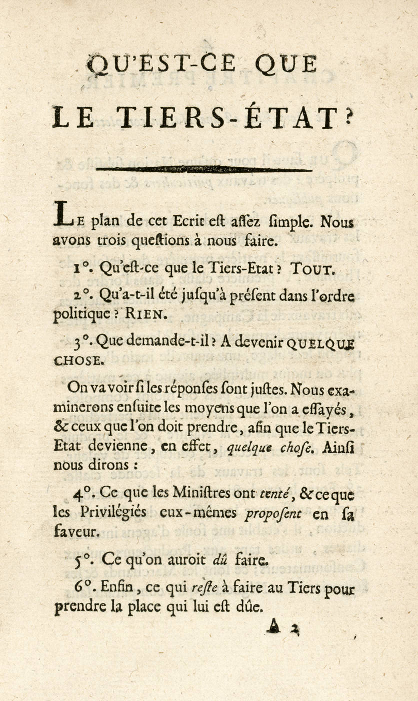 Qu'est-ce que le Tiers-Etat ? [Abbé E.Siéyès]