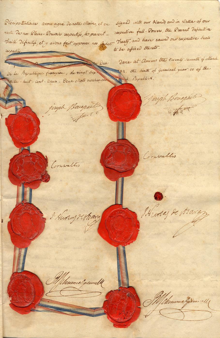Traité d'Amiens - signatures