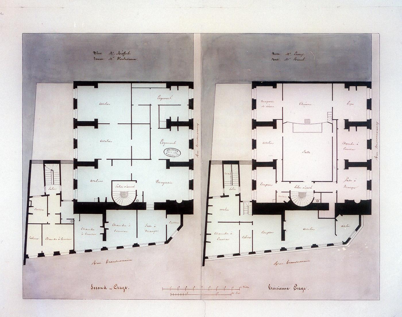 Plan des 2e et 3e étages, n° 12, rue Transnonain.