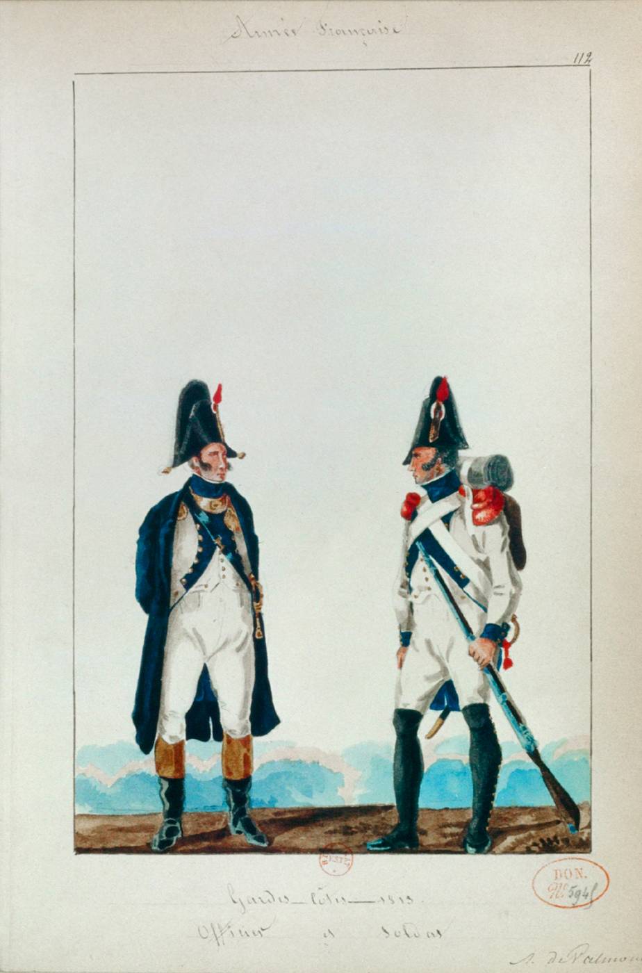 Costumes de gardes-côtes, officier et soldat.