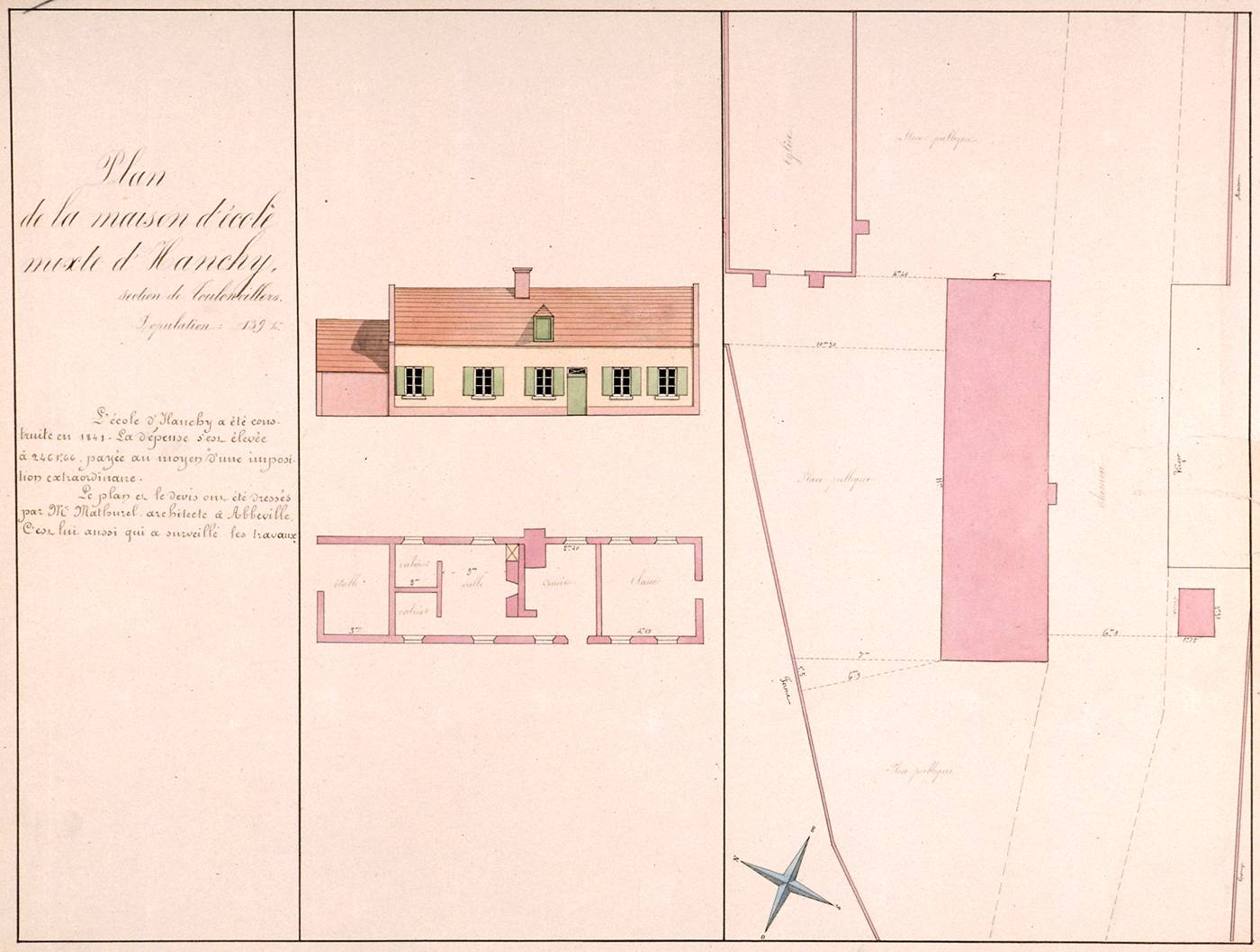 Plan de la maison d'école mixte du hameau d'Hanchy