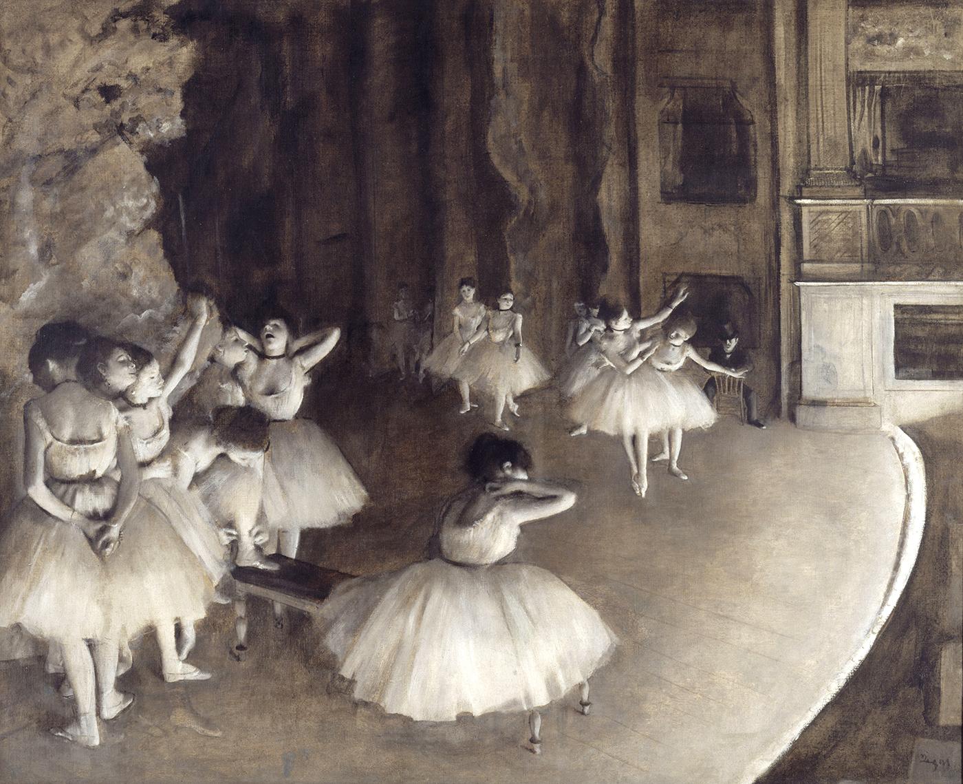 Répétition d'un ballet sur la scène.