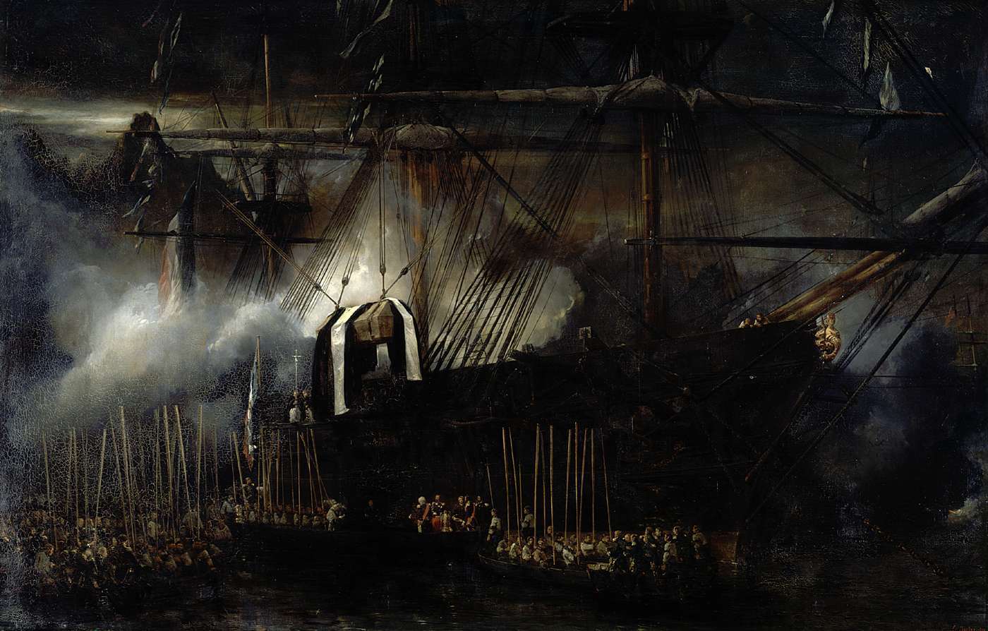 Transbordement des restes de Napoléon à bord de La Belle Poule. Eugène ISABEY (1803 - 1886)