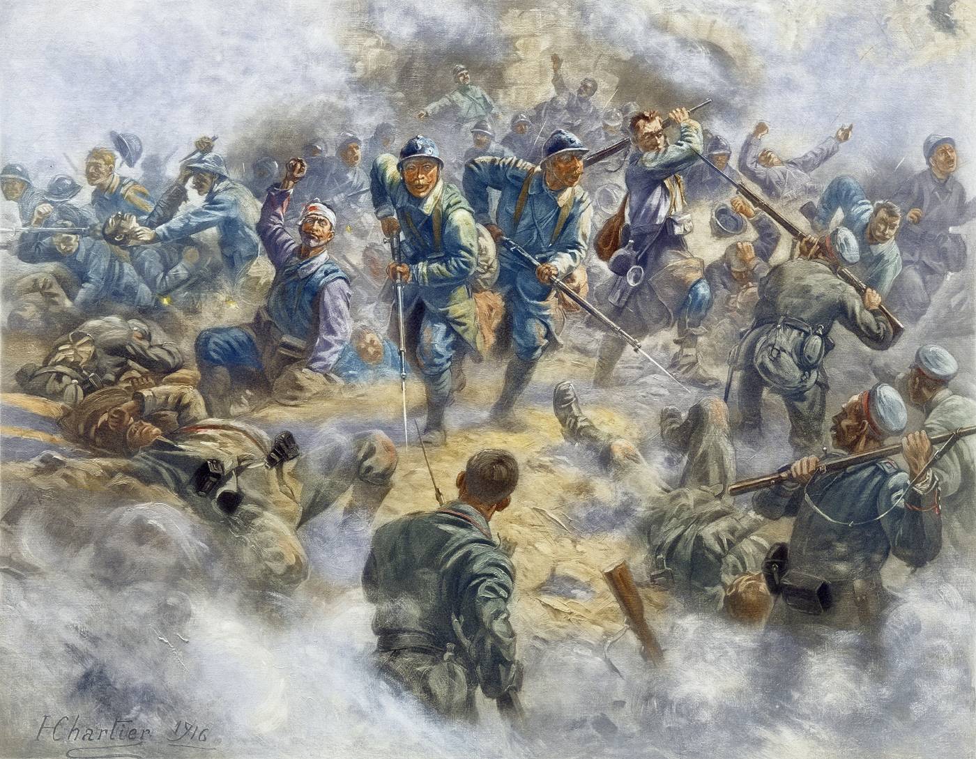 Reprise du Fort de Douaumont par l'infanterie française, 1916.