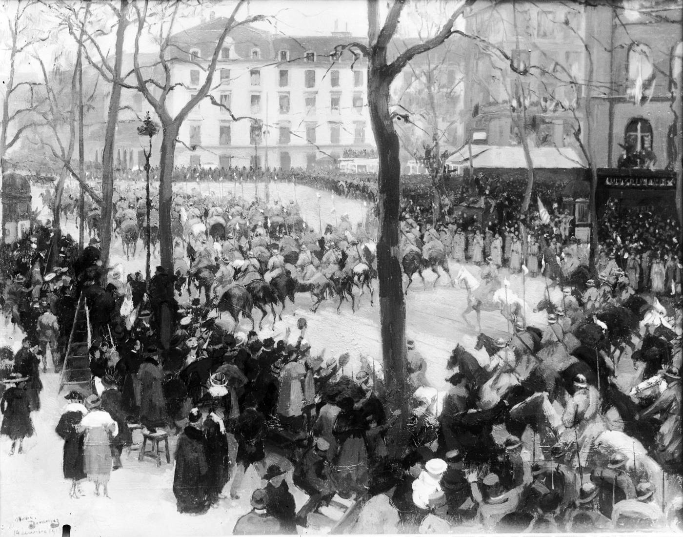 L'Escorte du président Wilson, place Saint-Augstin, 14 décembre 1918.