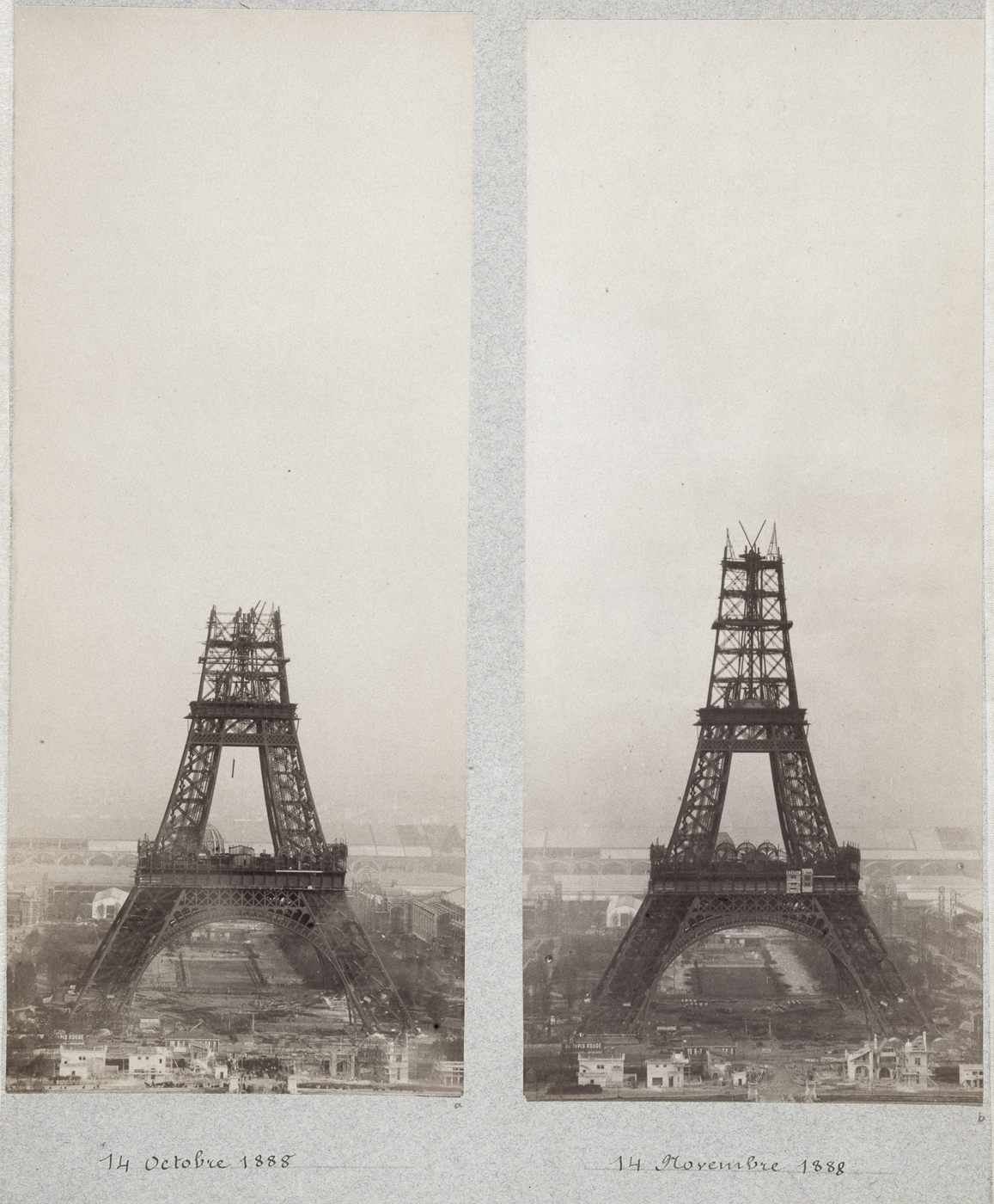 La construction de la tour Eiffel (14 octobre 1888 - 14 novembre 1888).