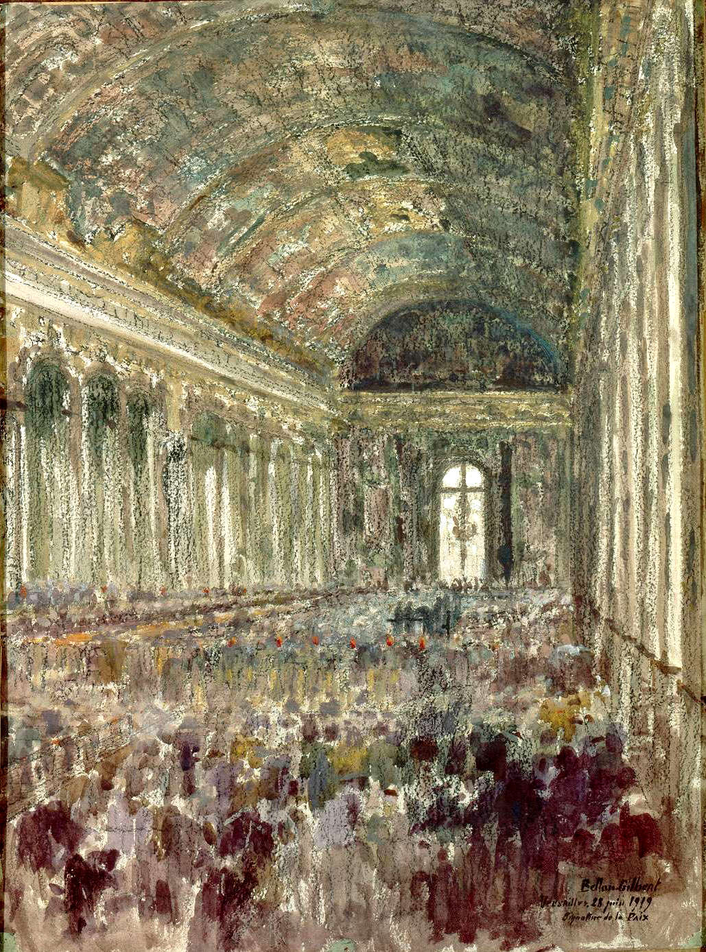 La signature du Traité de Paix de Versailles dans la Galerie des Glaces, le 28 juin 1919.
