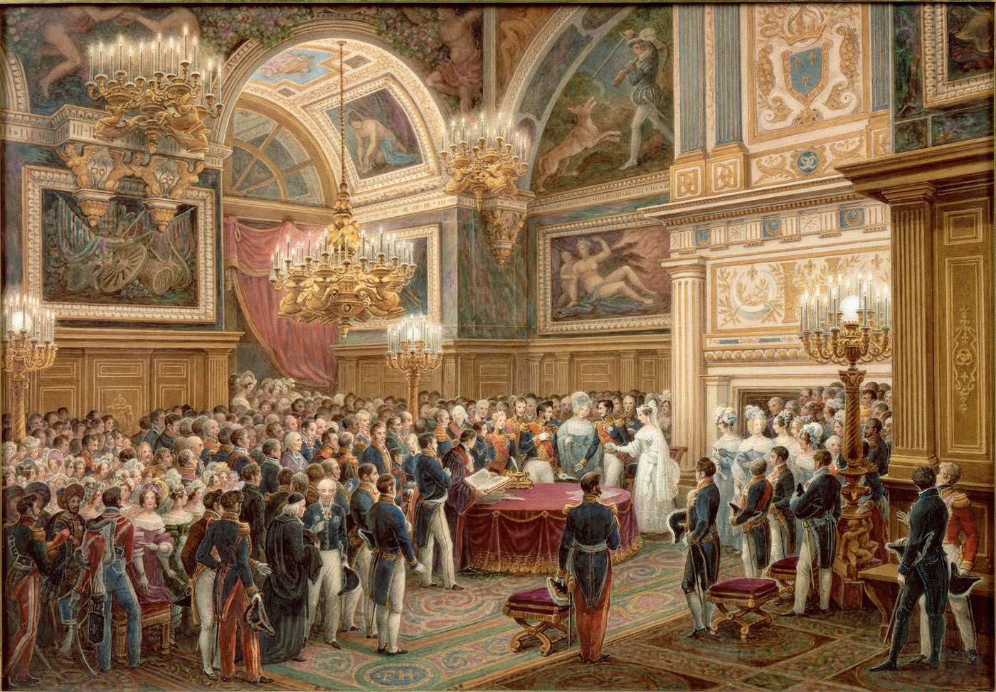 Meuble commémoratif du mariage du duc d'Orléans.