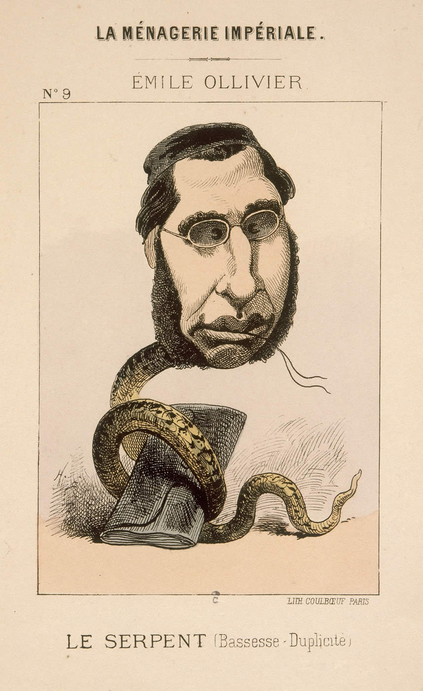 La ménagerie impériale, portrait-charge n°9 d'Emile Ollivier, "le serpent".