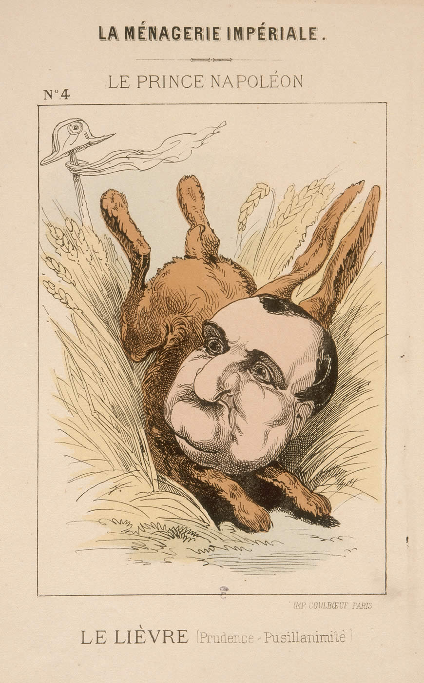 La ménagerie impériale, portrait-charge n°4 du Prince Napoléon, "le lièvre".