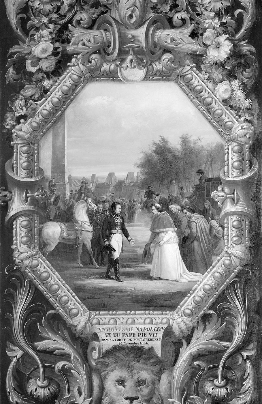 Entrevue de Napoléon Ier et de Pie VII en fôret de Fontainebleau.