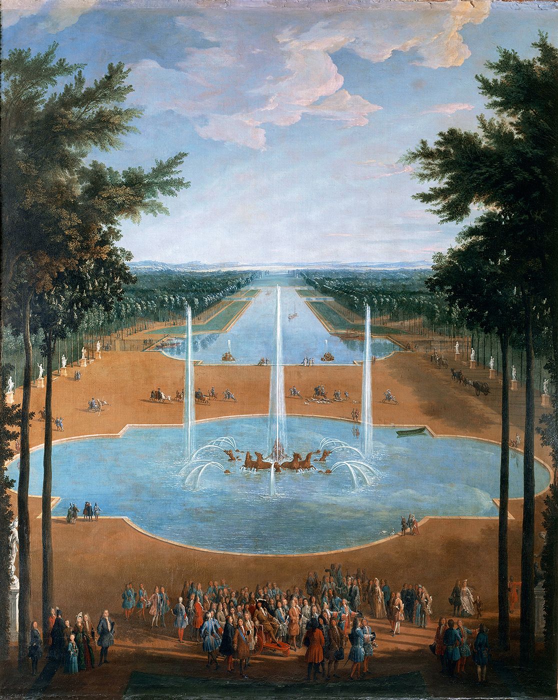 Vue du bassin d'apollon et du Grand Canal de Versailles en 1713.