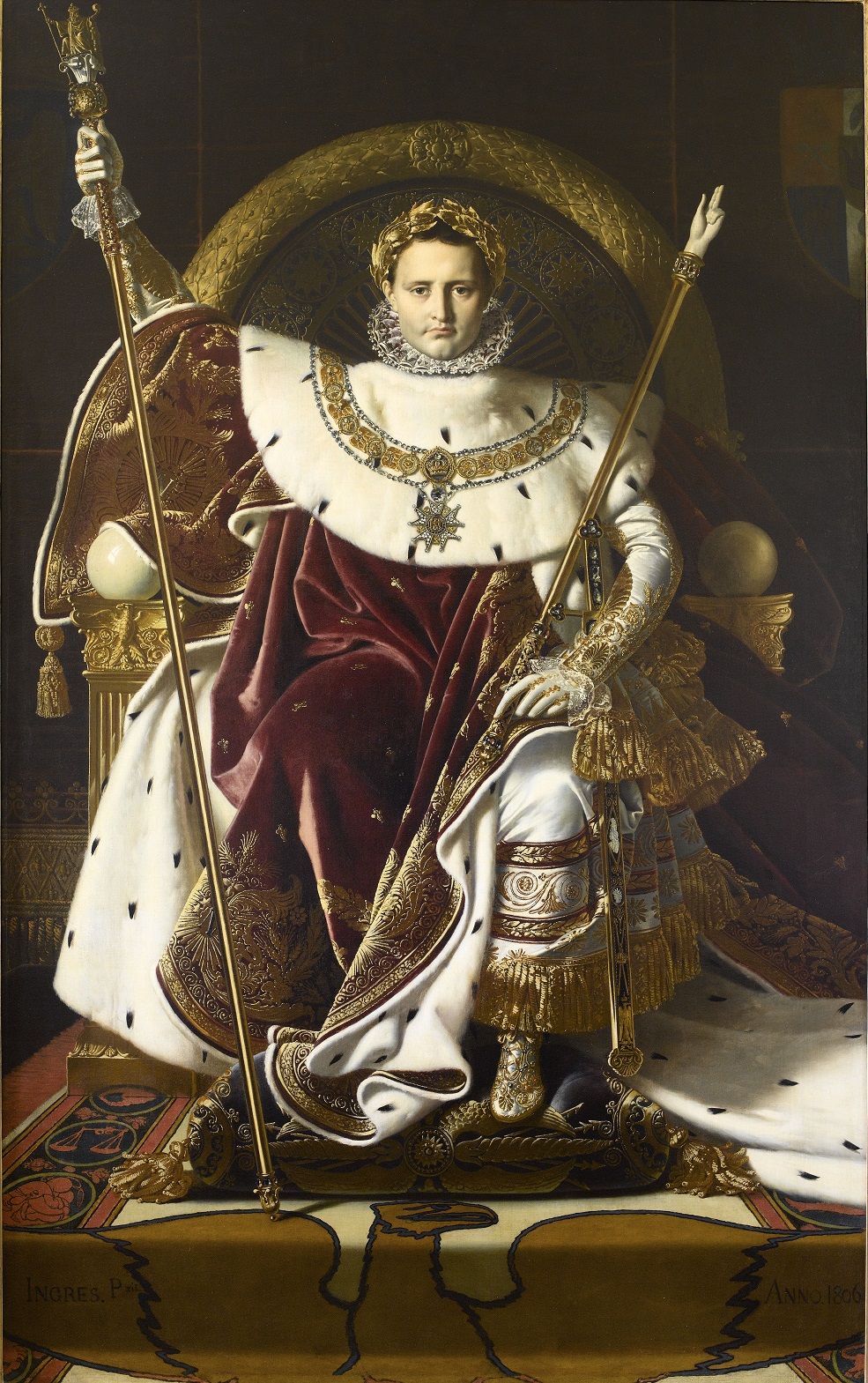 Napoléon Ier sur le trône impérial en costume de sacre.