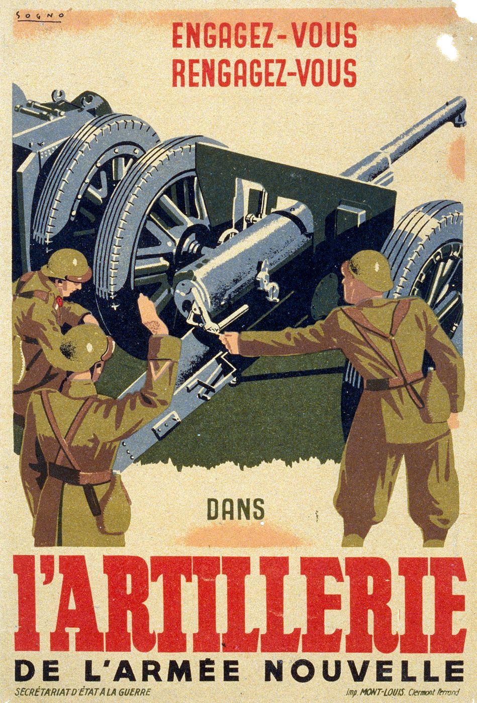 Affiche de recrutement de l'armée de l'armistice - L'ARTILLERIE.