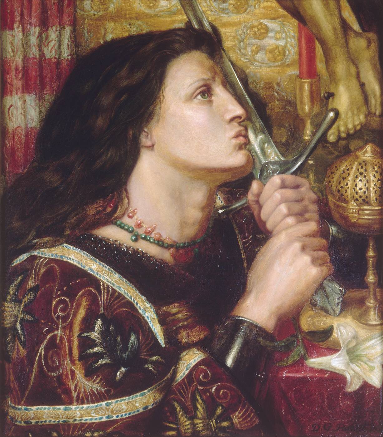 Jeanne d'Arc embrassant l'épée de la délivrance. Dante Gabriel Rossetti