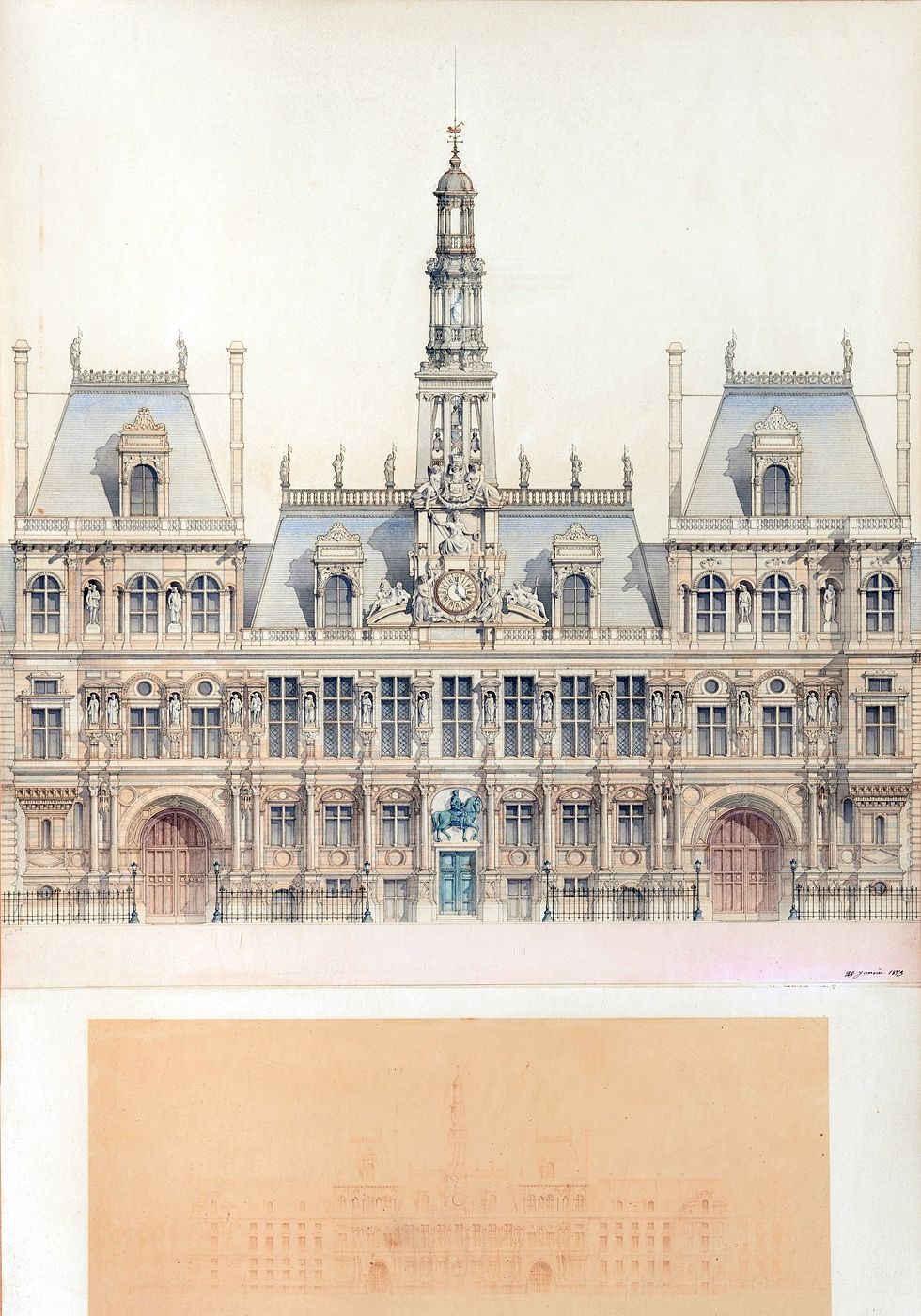 Projet de reconstruction de l'hôtel de ville de Paris.