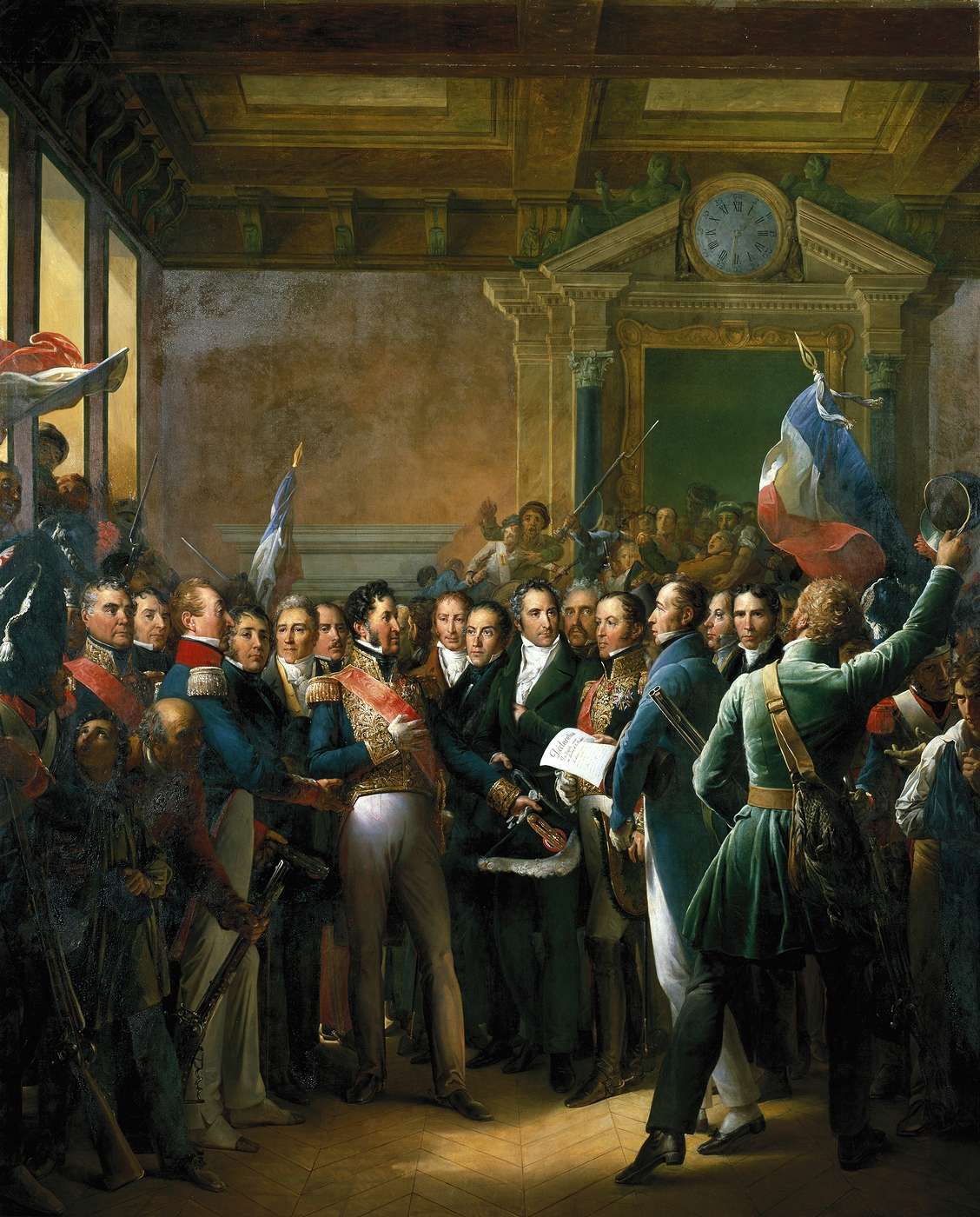 Lecture à l'hôtel de ville de Paris de la déclaration des députés et de la proclamation du duc d'Orléans