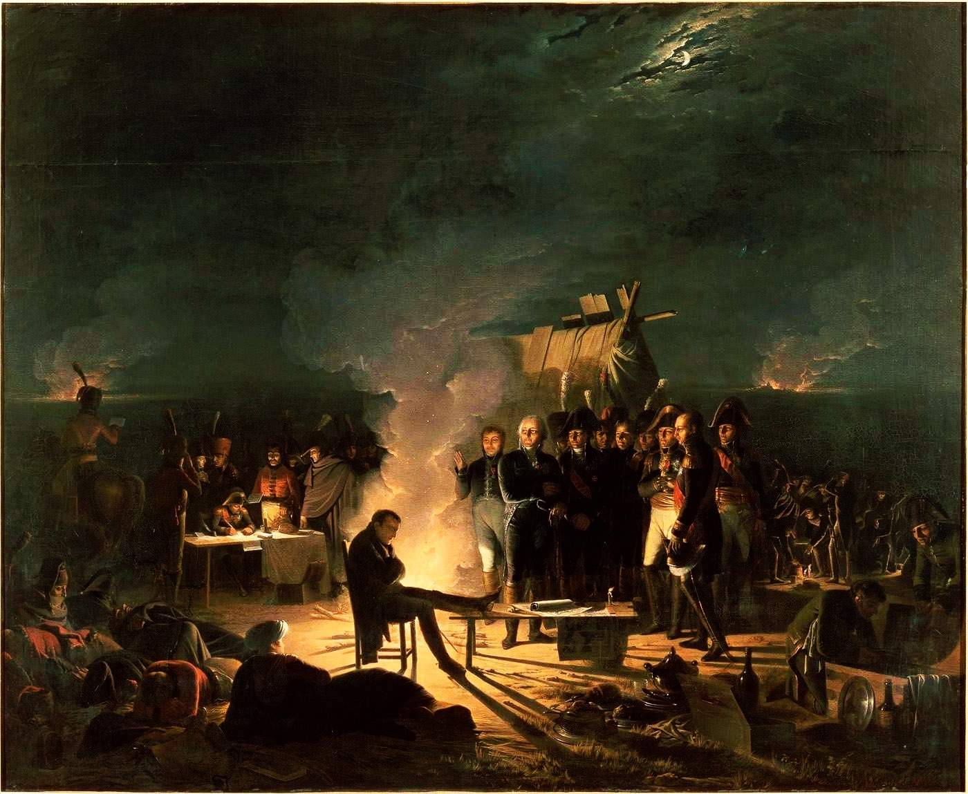 Bivouac de Napoléon sur le champ de bataille de Wagram. Adolphe ROEHN (1780 - 1867)