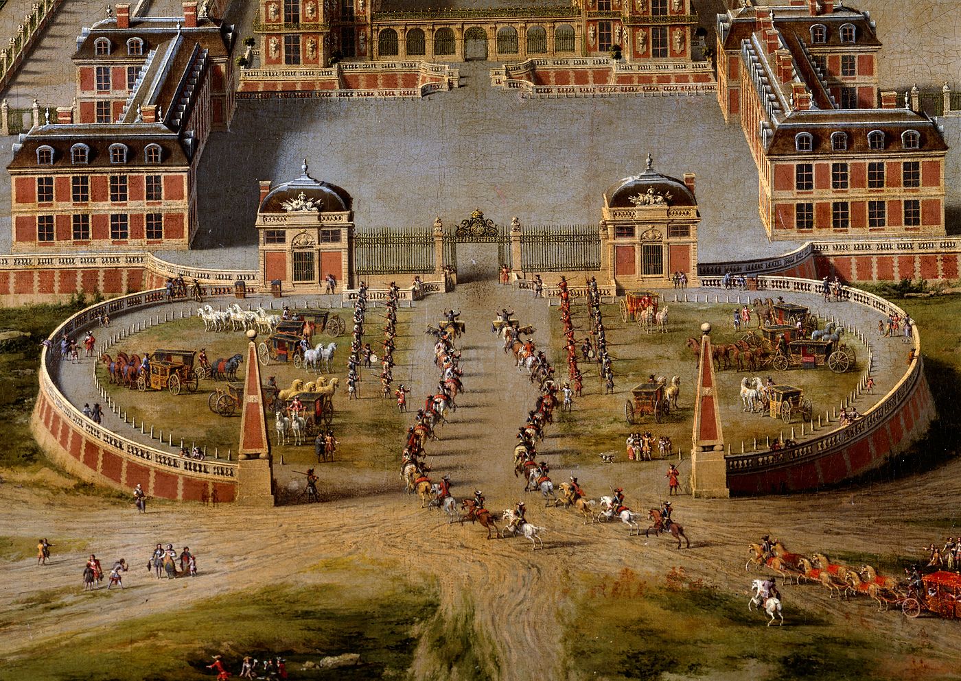 Vue du château et des jardins de Versailles (détail).