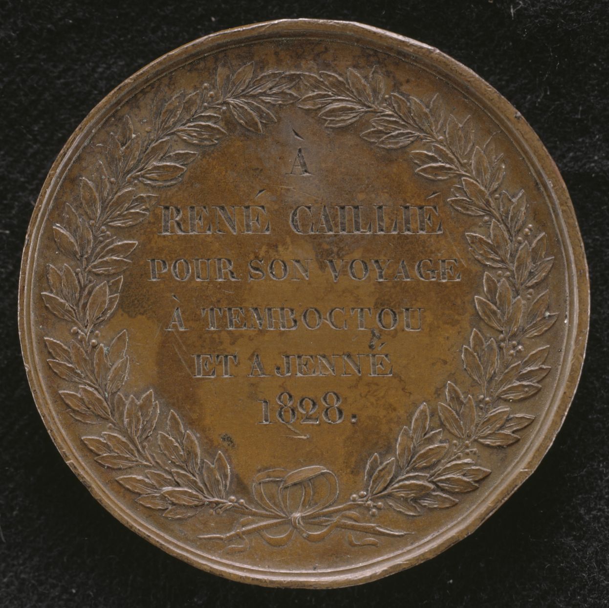Médaille dédicacée à René Caillié, revers