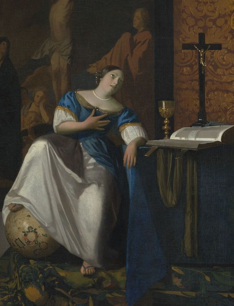 Femme avec calice et crucifix