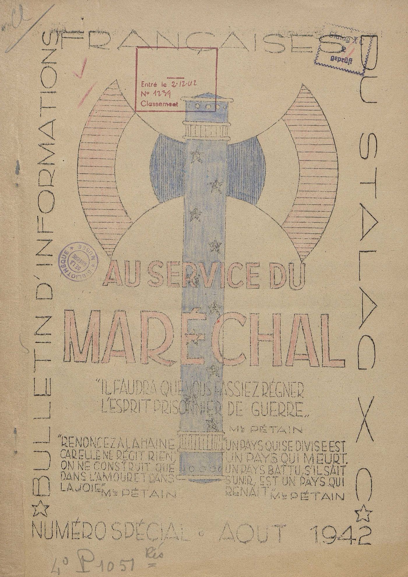 Une de "Au service du Maréchal", journal du Stalag X C