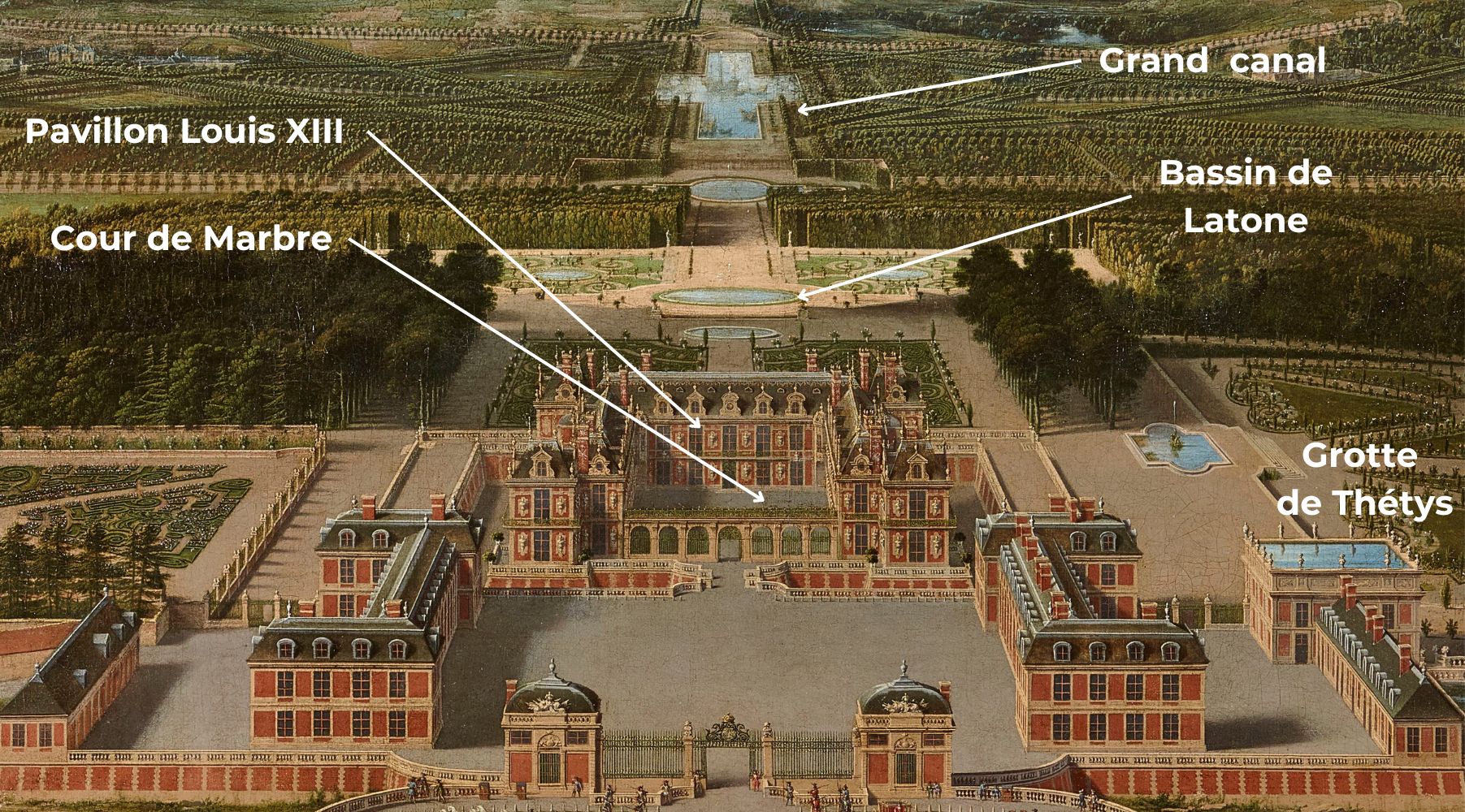 Vue du château et des jardins de Versailles, prise de l'avenue de Paris, 1668