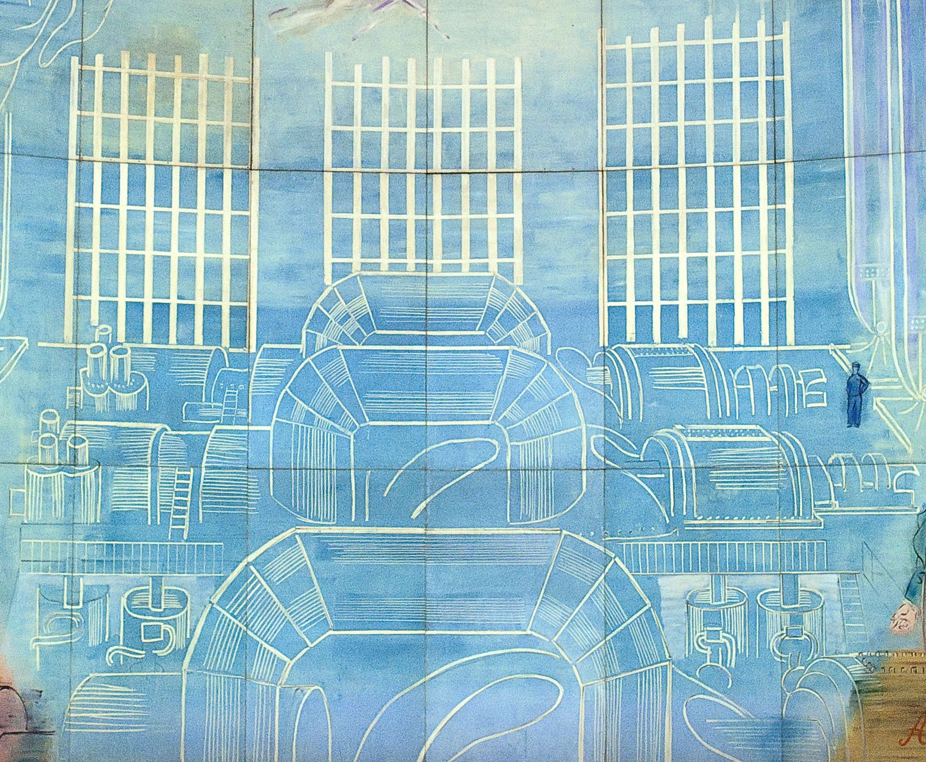 usine électrique sur fond bleu