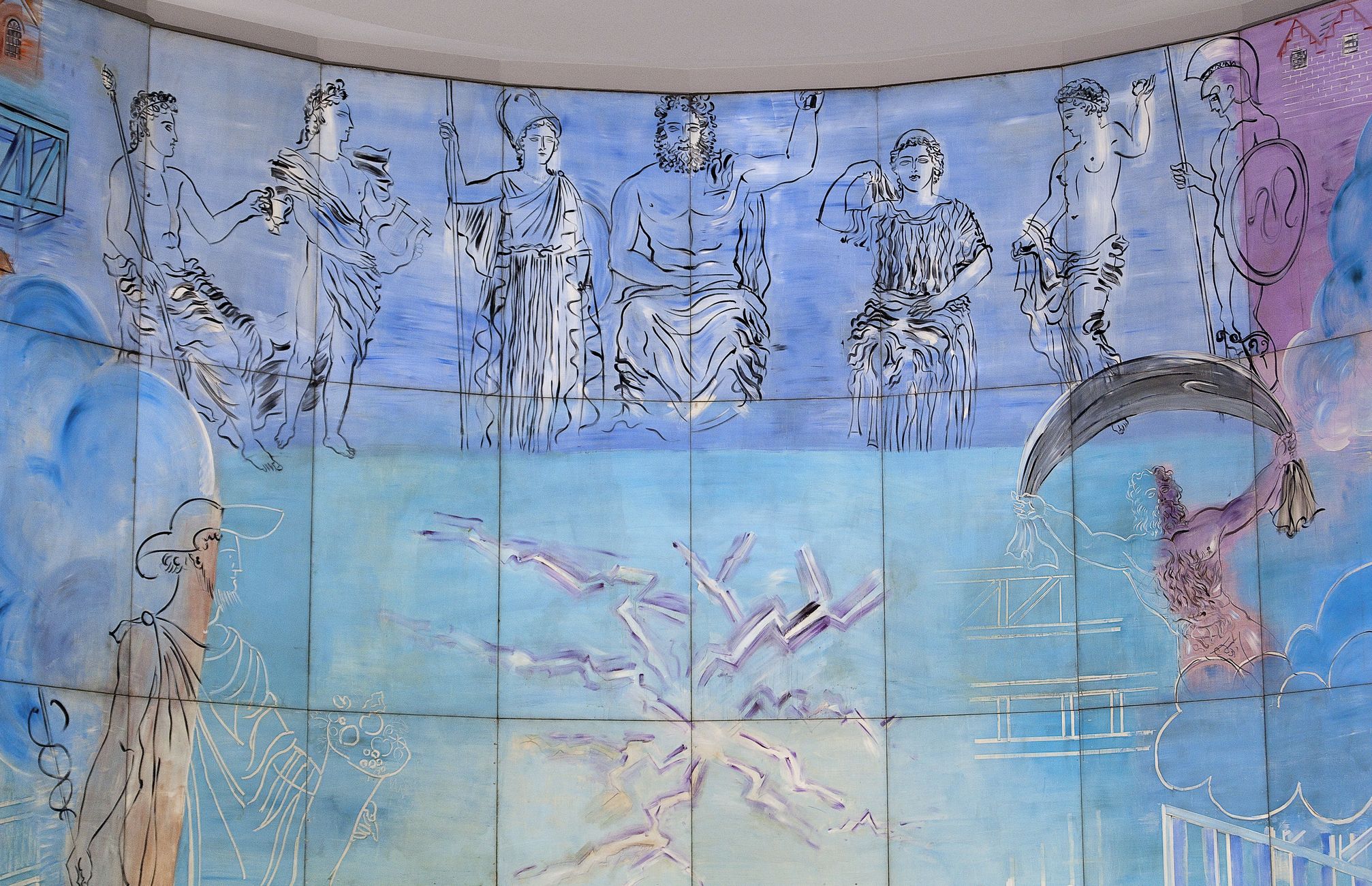 dieux de l'Olympe sur fond bleu