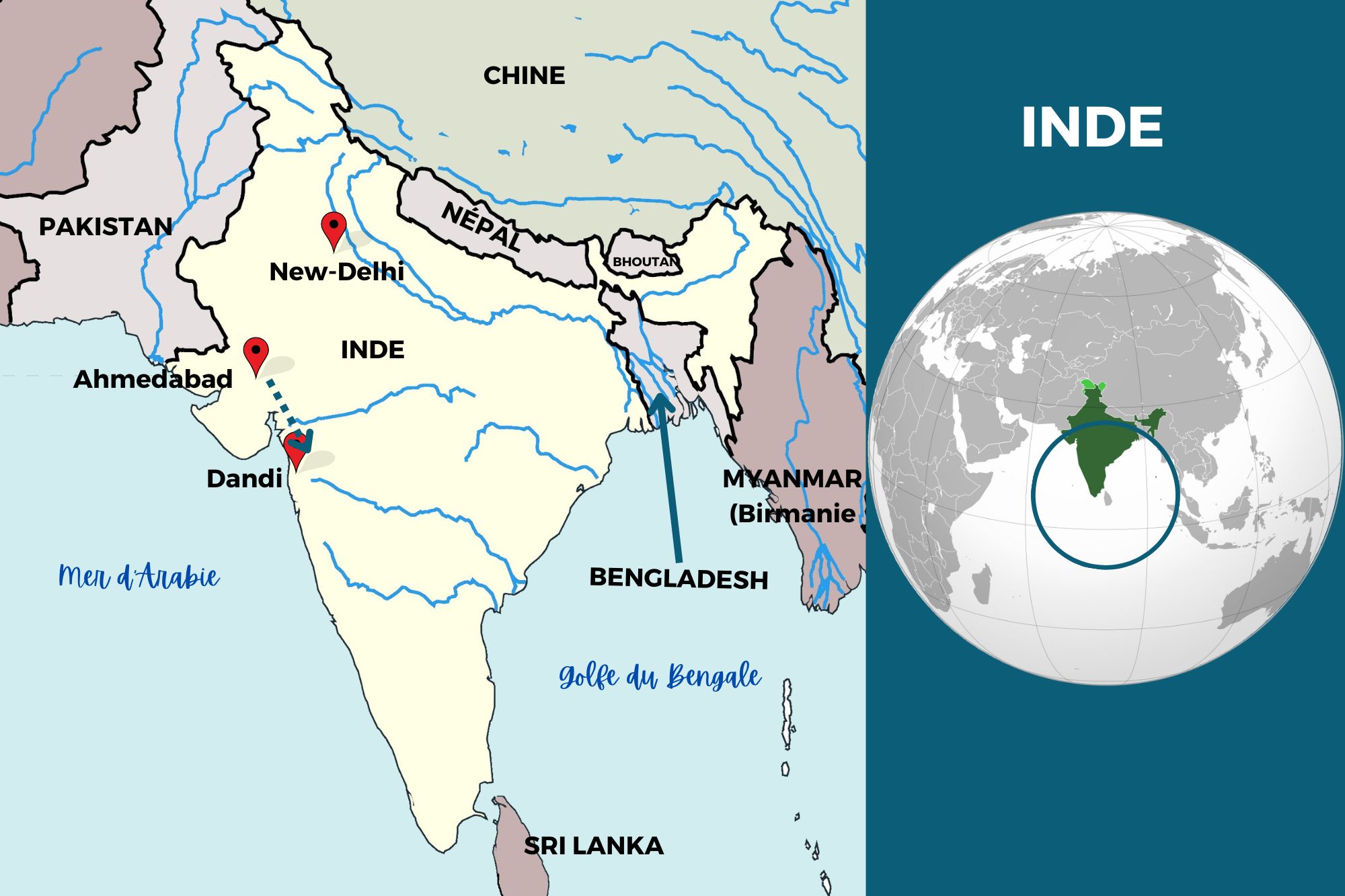 carte géographique de l'Inde