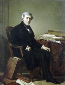 Portrait de Jules Michelet, homme assis à une table