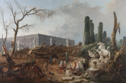Vue du Bosquet des "Bains d'Apollon" Robert Hubert (1733-1808) ,  peintre