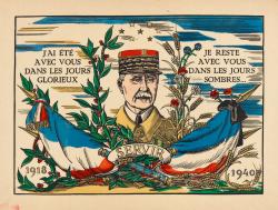 J'ai été avec vous dans les jours glorieux. Je reste avec vous dans les jours sombres Affiche propagande Pétain