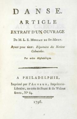  Il décrit avec précision dans un petit opuscule, Danse (1796) les chœurs de chanteuses répondant à une ou deux chanteuses principales à la voix éclatante, les danseurs