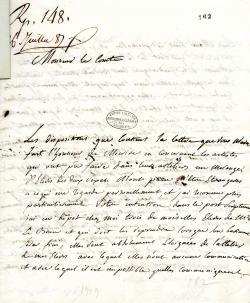 Dans cette lettre du 21 juillet 1787, le peintre Jacques Louis David répond au comte d’Angivillers, ministre des Arts de Louis XVI,