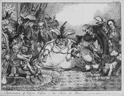 Plus qu’une caricature de Bonaparte, il s’agit ici d’une attaque contre Charles-James Fox (1749-1806), homme politique anglais favorable sinon à la Révolution, du moins à la paix permettant de développer le commerce britannique.