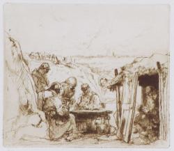 Soldats dans les tranchées jouant aux cartes