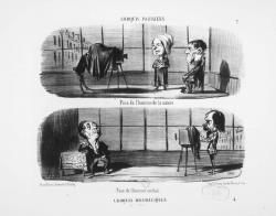 Au travers de ses dessins, Daumier défend sa propre œuvre de graveur-peintre qui lui permet de croquer l’instantané au vol, à la différence de la photographie qui n’offre que des poses figées et stéréotypées. 