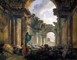 vu du Louvre en ruine avec ciel