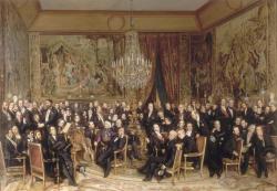 Le peintre a situé les nombreux invités du directeur général des Musées impériaux dans le cadre luxueux du grand salon du premier appartement qu’il occupa jusqu’en 1858.