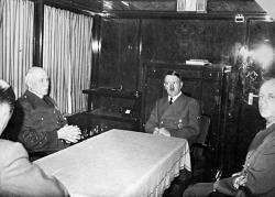 RENCONTRE ENTRE HITLER, VON RIBBENTROP ET PÉTAIN.