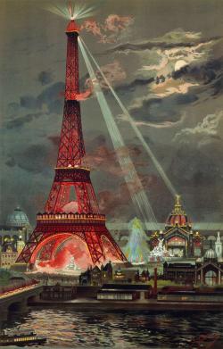 Embrasement de la Tour Eiffel pendant l'Exposition universelle de 1889