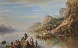 Jacques Cartier découvre et remonte le fleuve Saint-Laurent au Canada en 1535 Gudin Jean Antoine Théodore de, Baron (1802-1880)