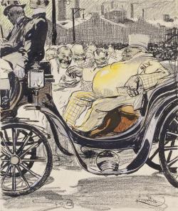 On pacifie quelquefois... Kupka Frantisek (1871-1957) ,  peintre Composition définitive destinée à la photogravure (rouge et noir) pour une illustration du numéro de l'Assiette au Beurre : La Paix (n° 177, 20 août 1904)