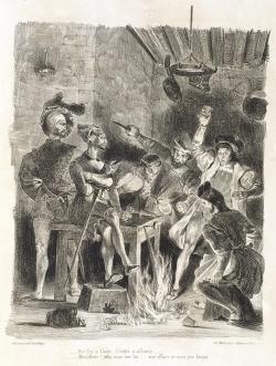 Méphistophélès dans la taverne des étudiants allumant le feu - Eugène Delacroix
