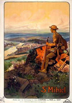 Soldat américain assis regardant le paysage de Saint-Mihiel