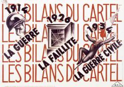 La tête de mort coiffée du casque des poilus de la Grande Guerre, les coffres vides de la France après la brève expérience du Cartel des gauches (1924-1926), la référence à la manifestation du 6 février 1934, illustrent parfaitement le propos écrit. 